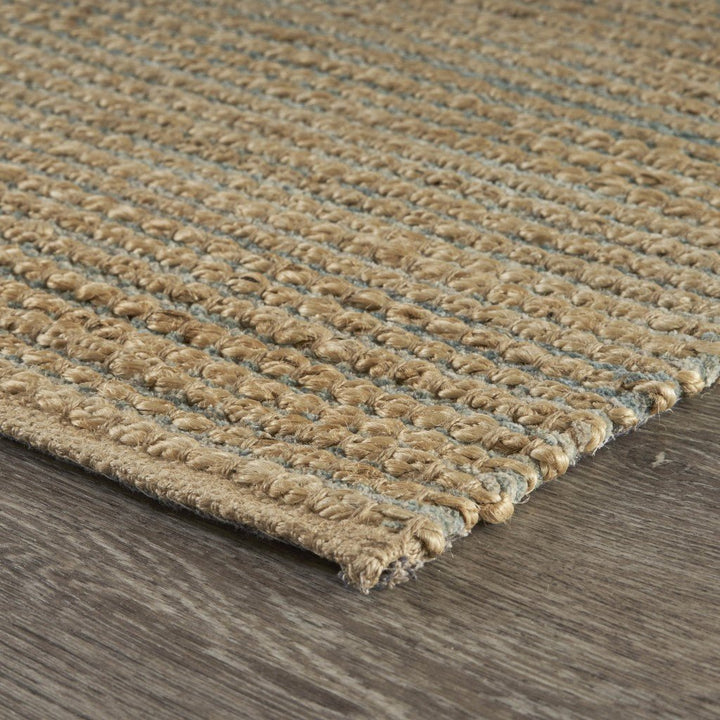 5 x 8 Tan and Blue Undertone Striated Area Rug Image 6