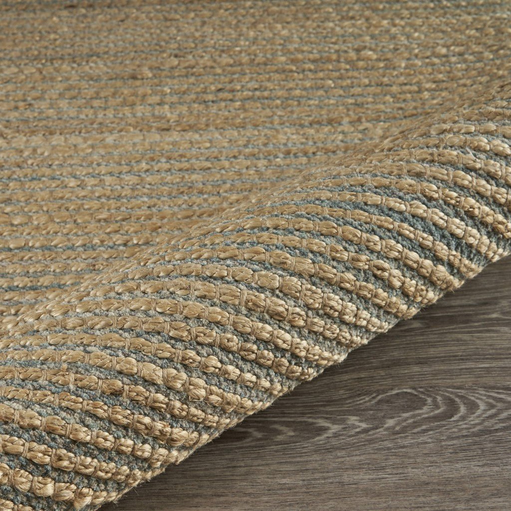 5 x 8 Tan and Blue Undertone Striated Area Rug Image 8