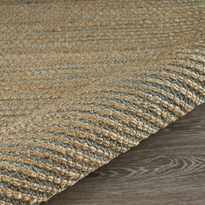 5 x 8 Tan and Blue Undertone Striated Area Rug Image 8