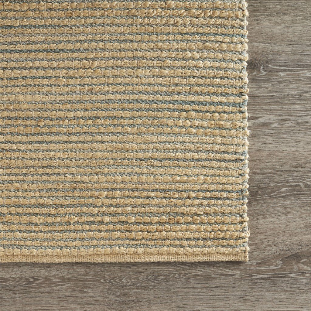 5 x 8 Tan and Blue Undertone Striated Area Rug Image 9