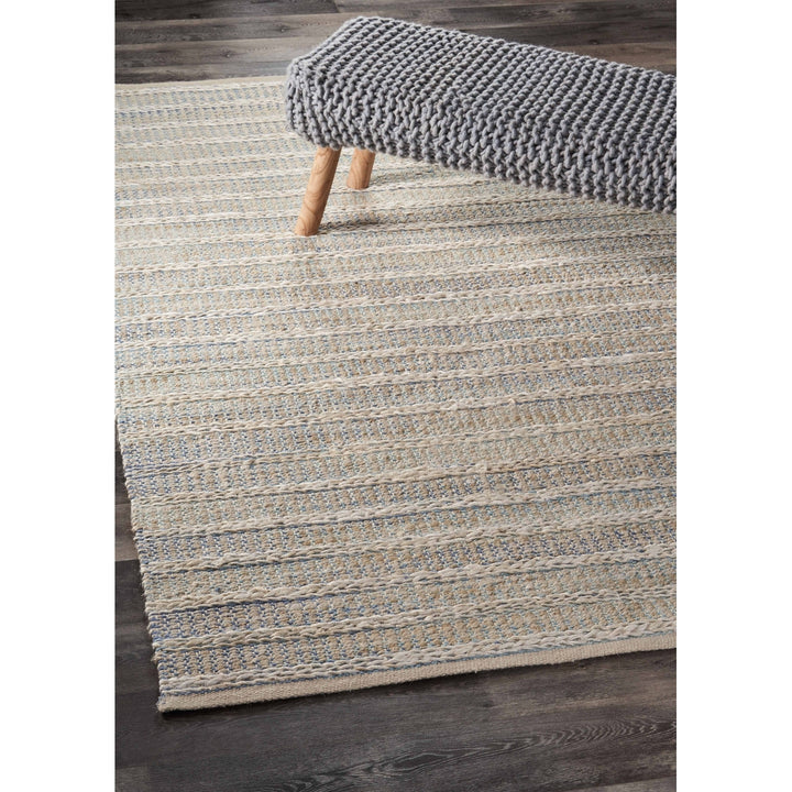 5 x 8 Blue and Cream Braided Jute Area Rug Image 10