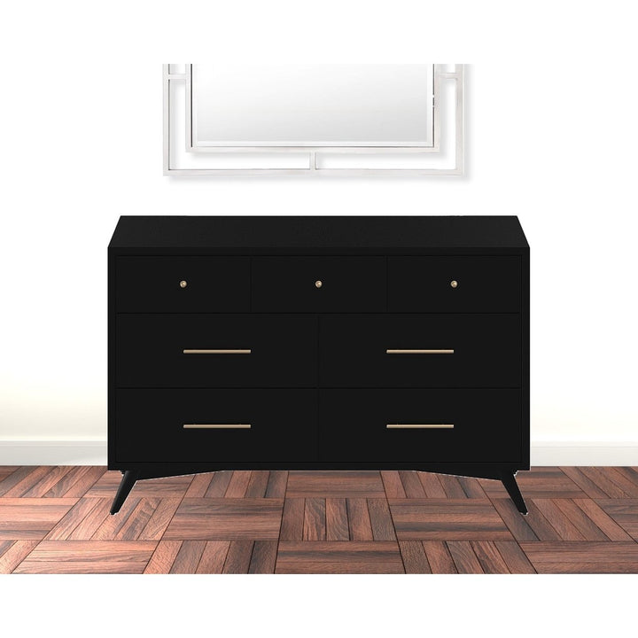 56" Black Solid Wood Seven Drawer Double Dresser Image 9