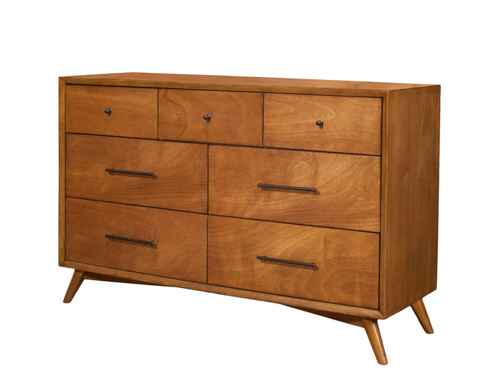 56" Brown Solid Wood Seven Drawer Double Dresser Image 2