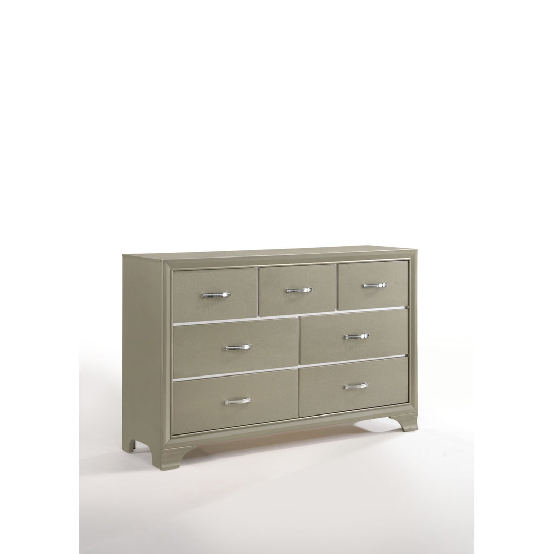 58" Champagne Solid and Manufactured Wood Seven Drawer Triple Dresser Image 4