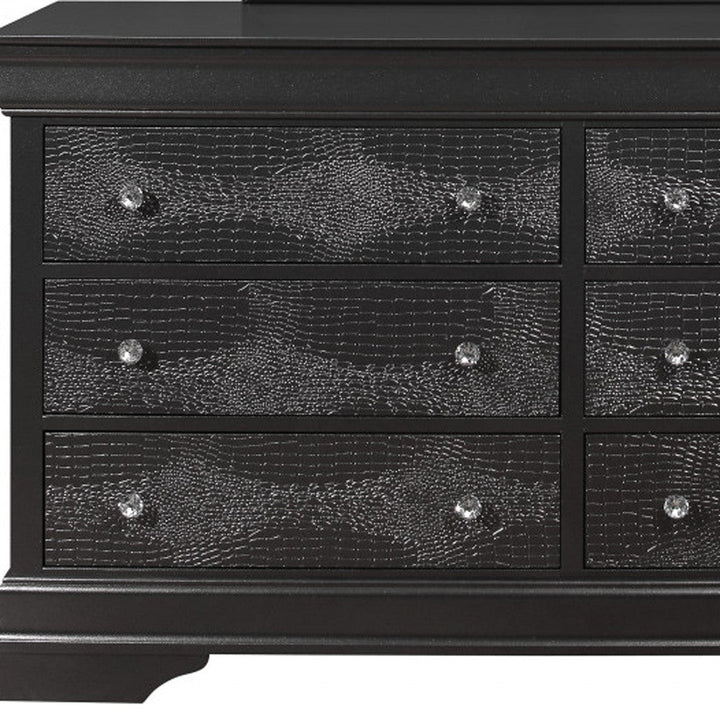 58" Metallic Grey Solid Wood Six Drawer Double Dresser Image 1