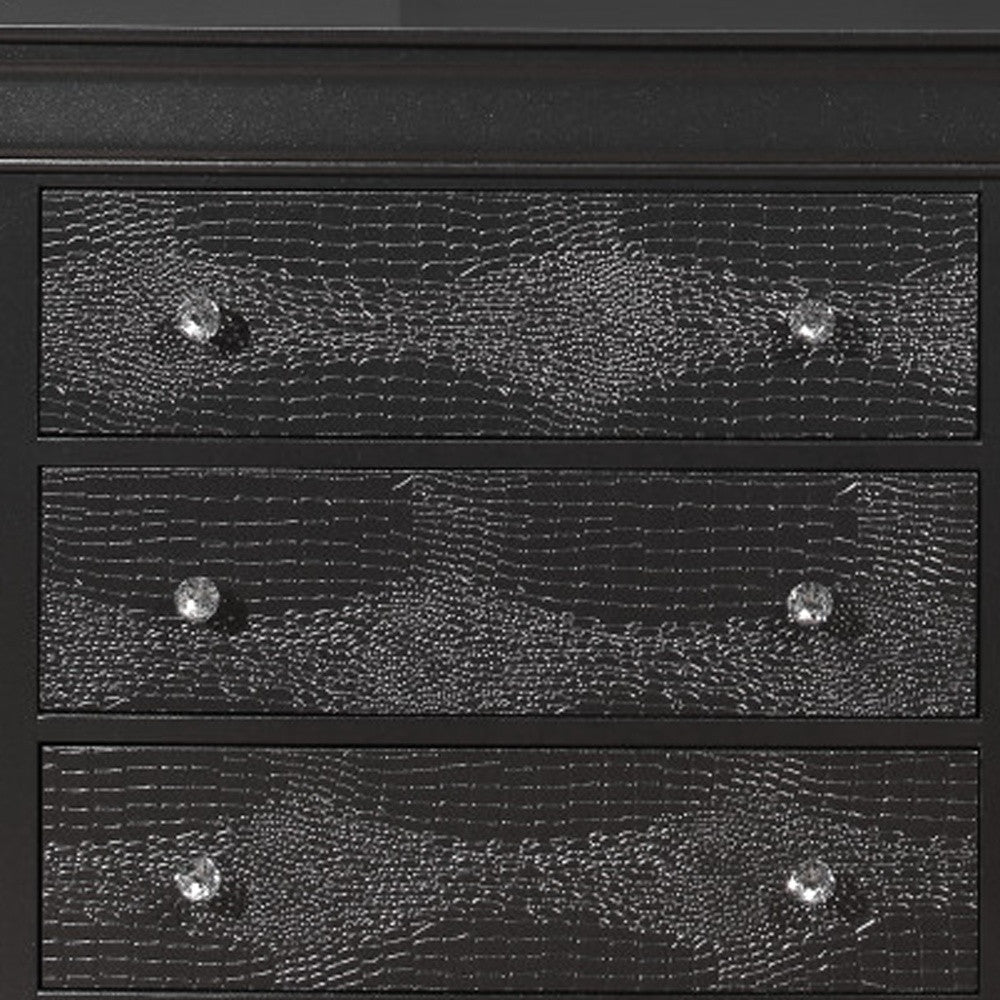 58" Metallic Grey Solid Wood Six Drawer Double Dresser Image 2