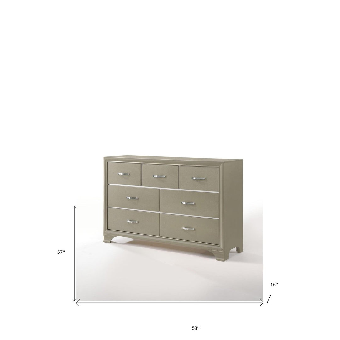 58" Champagne Solid and Manufactured Wood Seven Drawer Triple Dresser Image 5