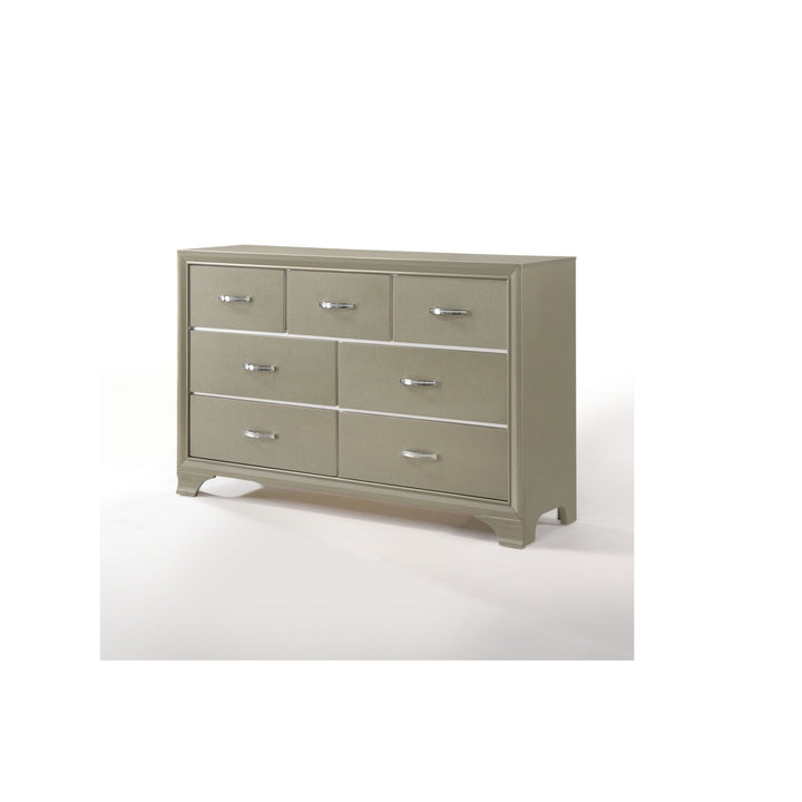 58" Champagne Solid and Manufactured Wood Seven Drawer Triple Dresser Image 6