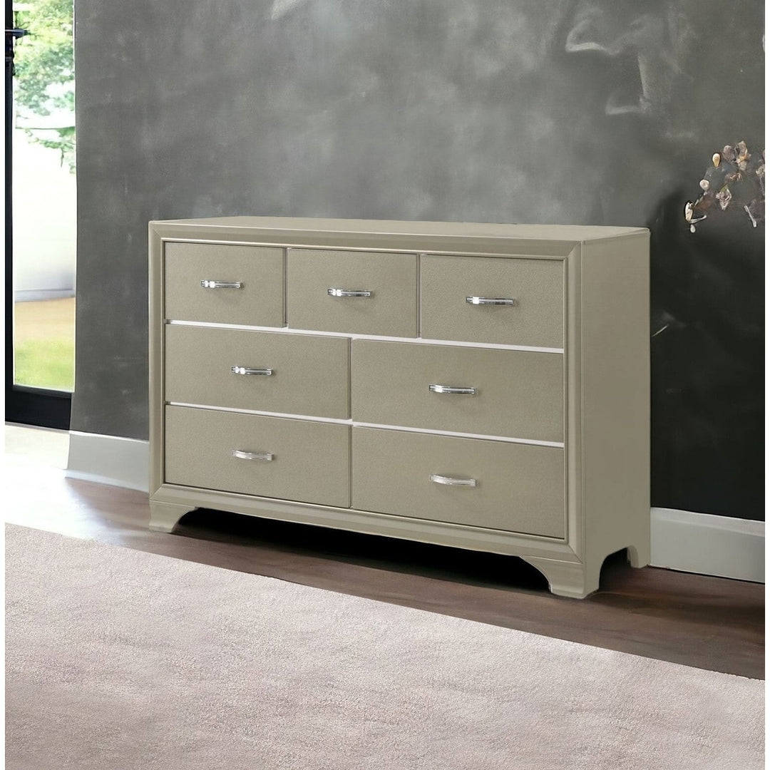 58" Champagne Solid and Manufactured Wood Seven Drawer Triple Dresser Image 7