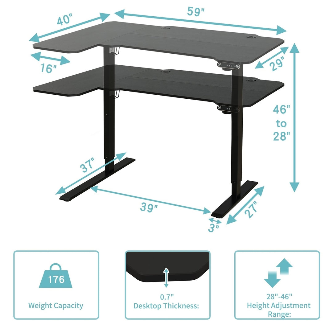 59" Adjustable Black L Shape Standing Desk Image 1