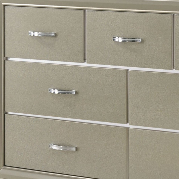 58" Champagne Solid and Manufactured Wood Seven Drawer Triple Dresser Image 8