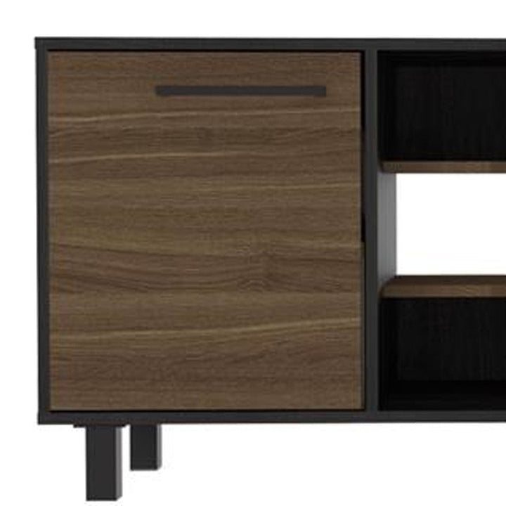 59" Brown And Black Particle Board Open Shelving TV Stand Image 6