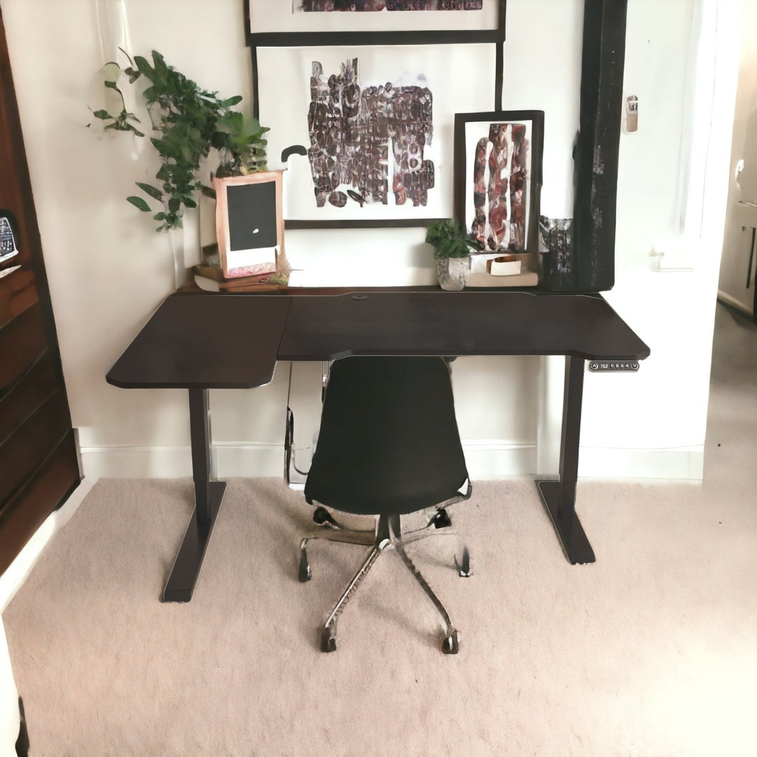 59" Adjustable Black L Shape Standing Desk Image 6