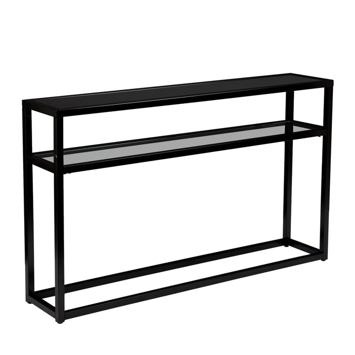 50" Black Glass Frame Console Table With Storage Image 3