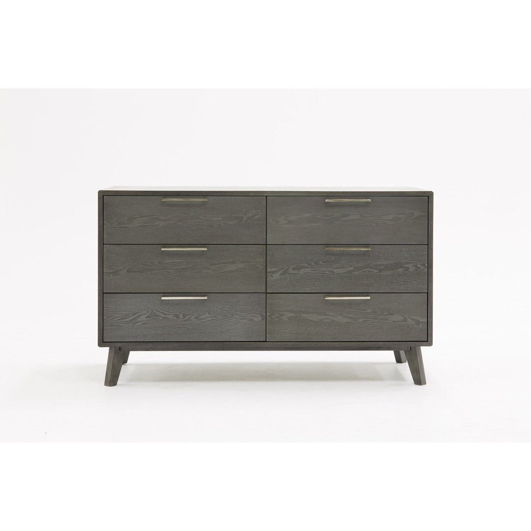 51" Grey Wash Solid Wood Six Drawer Double Dresser Image 1