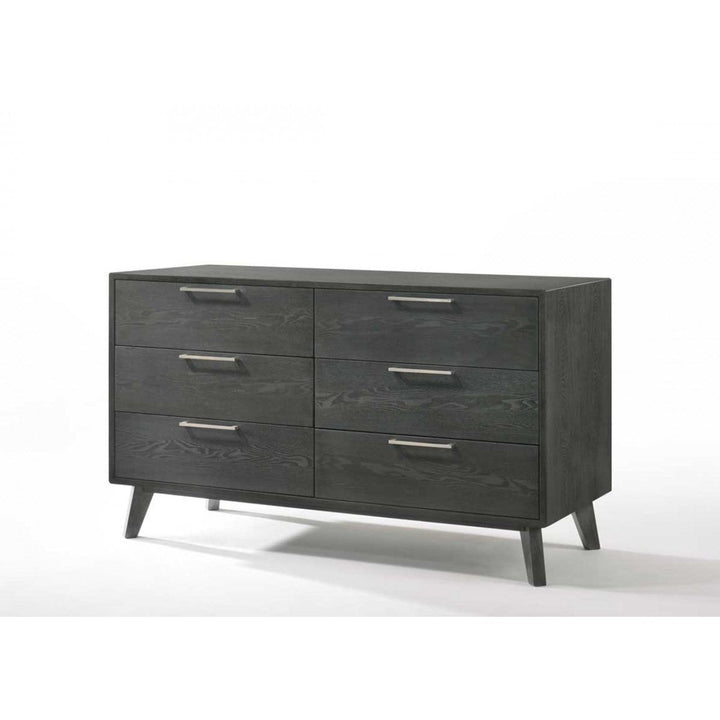 51" Grey Wash Solid Wood Six Drawer Double Dresser Image 2