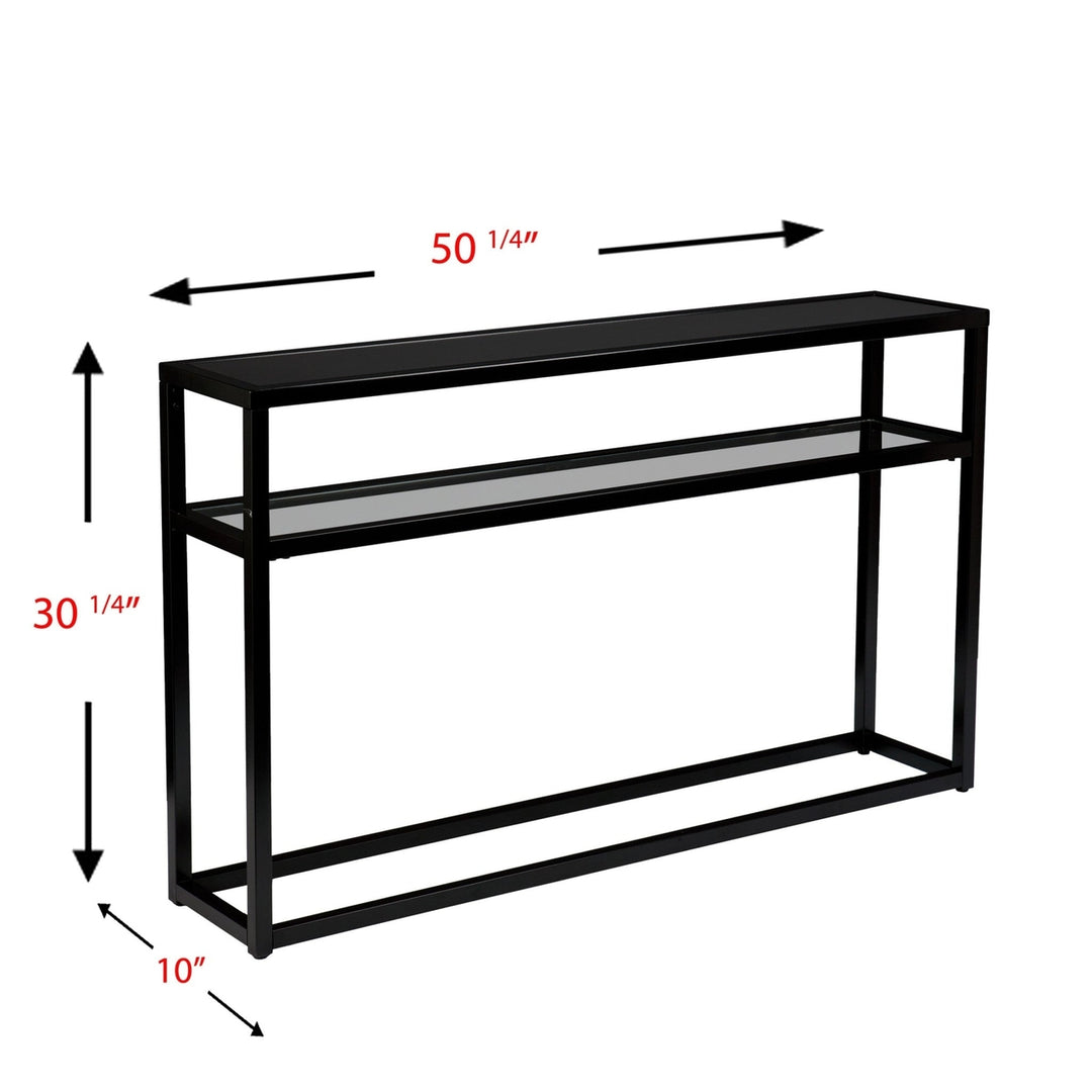 50" Black Glass Frame Console Table With Storage Image 4