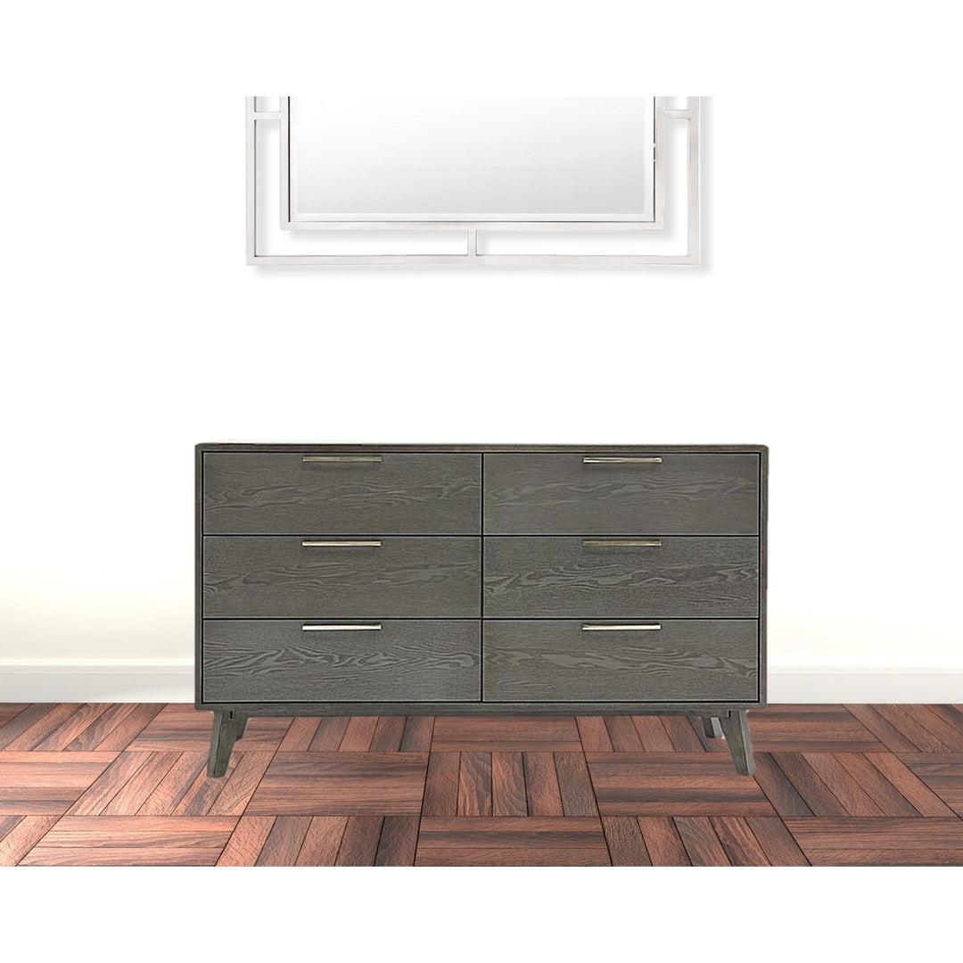 51" Grey Wash Solid Wood Six Drawer Double Dresser Image 8