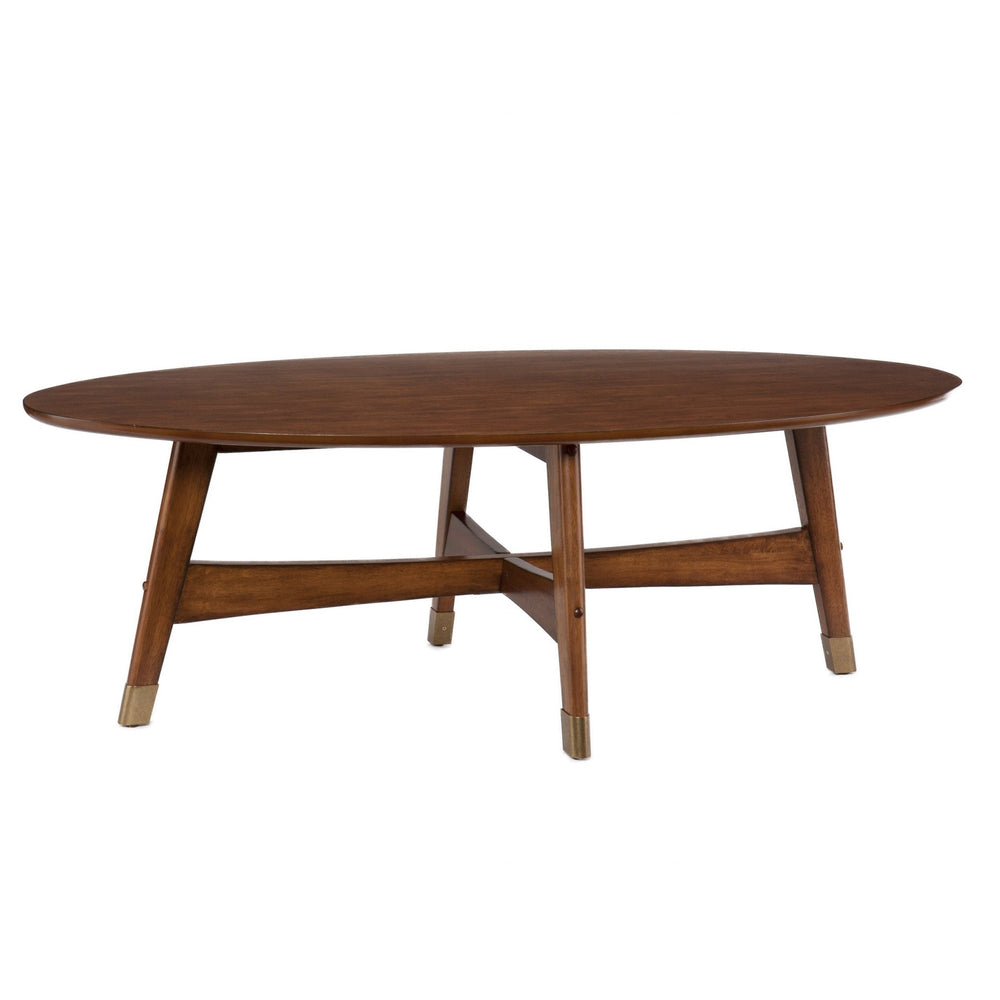 52" Brown Solid Wood And Metal Rectangular Coffee Table Image 2