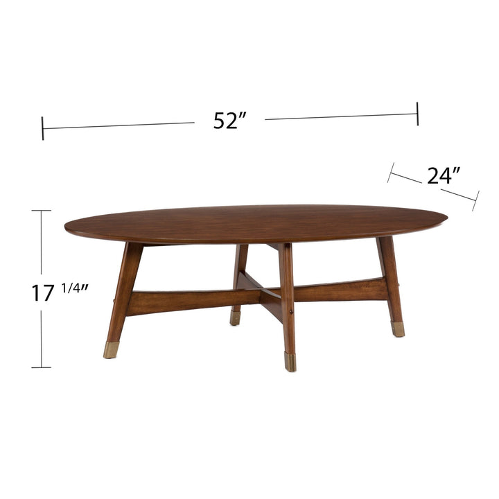 52" Brown Solid Wood And Metal Rectangular Coffee Table Image 6