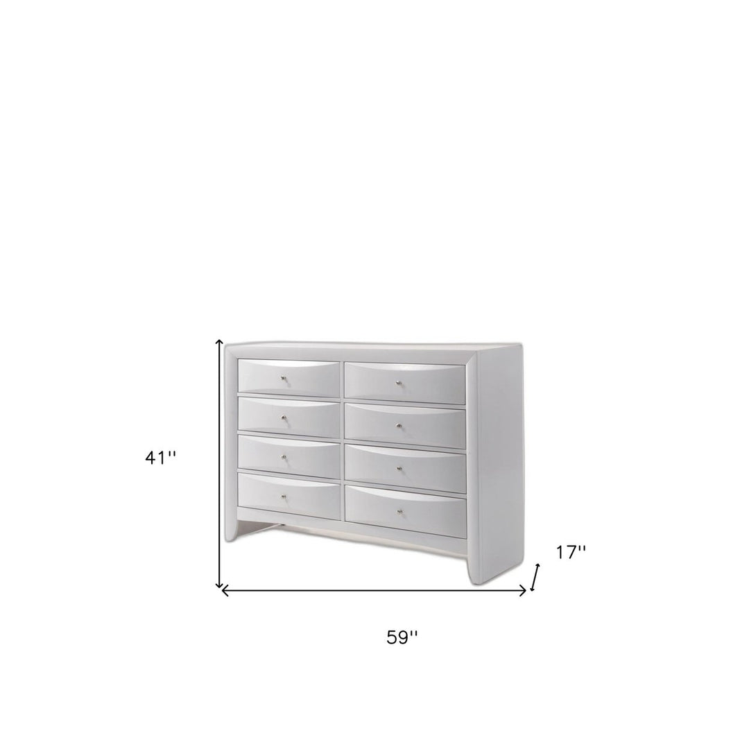 59" White Solid and Manufactured Wood Eight Drawer Double Dresser Image 3