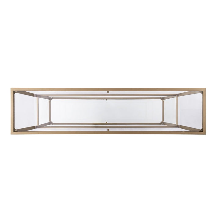 52" Clear and Gold Glass Mirrored Frame Console Table With Storage Image 7