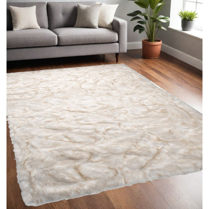 5 X 8 Ombre Tan Faux faux Washable Non Skid Area Rug Image 6