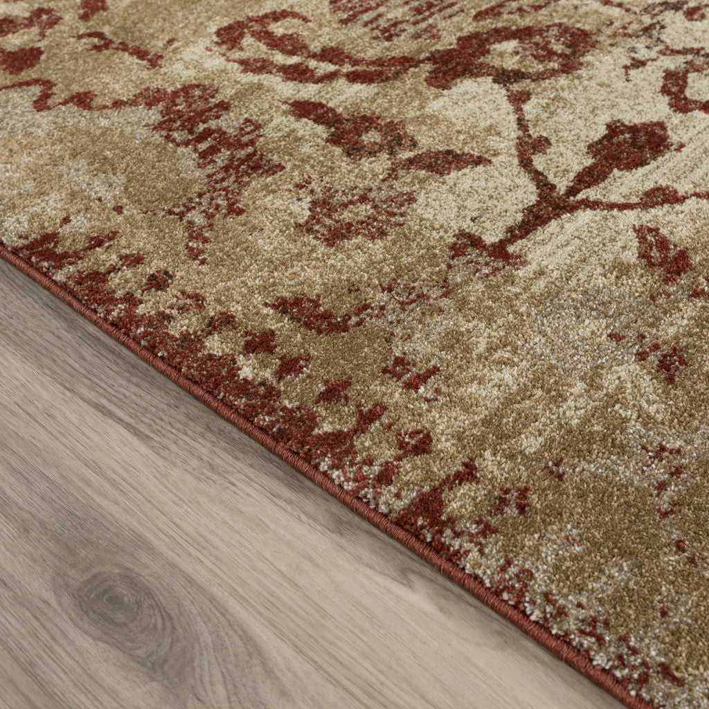 5 x 8 Red and Beige Oriental Area Rug Image 4