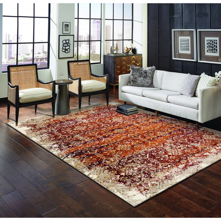 5 x 8 Rust Oriental Area Rug Image 4