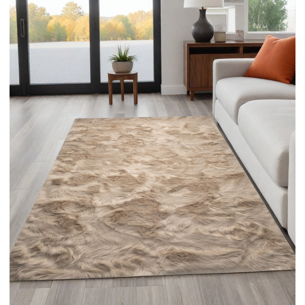 5 X 8 Taupe Faux faux Non Skid Area Rug Image 5