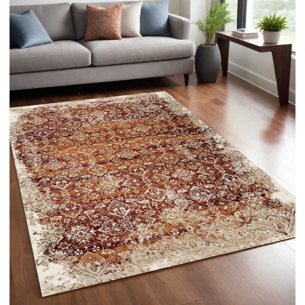 5 x 8 Rust Oriental Area Rug Image 6