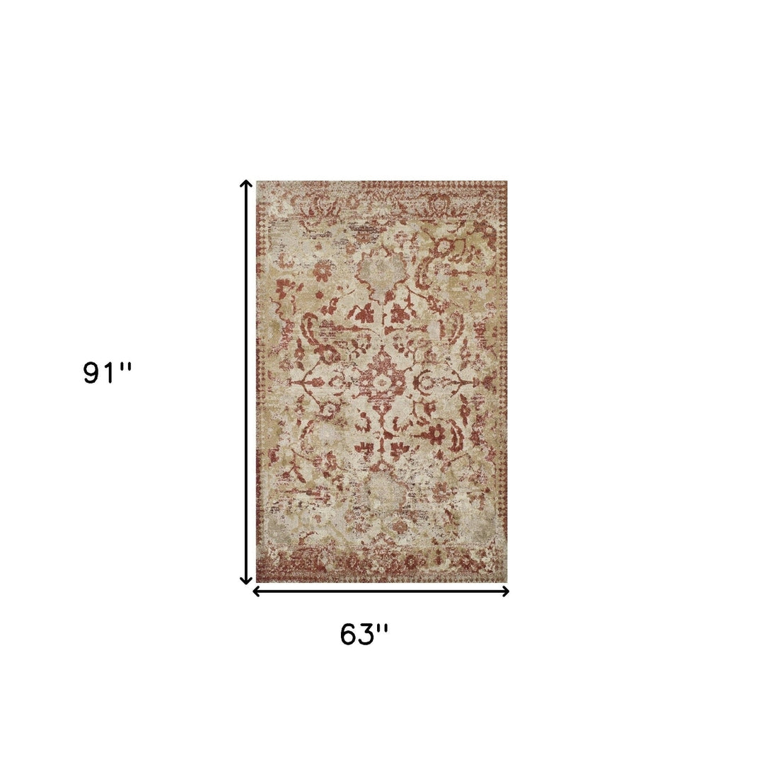 5 x 8 Red and Beige Oriental Area Rug Image 10