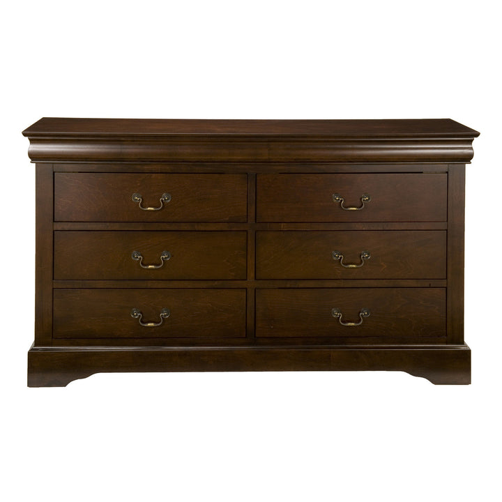 60" Brown Solid Wood Six Drawer Double Dresser Image 1