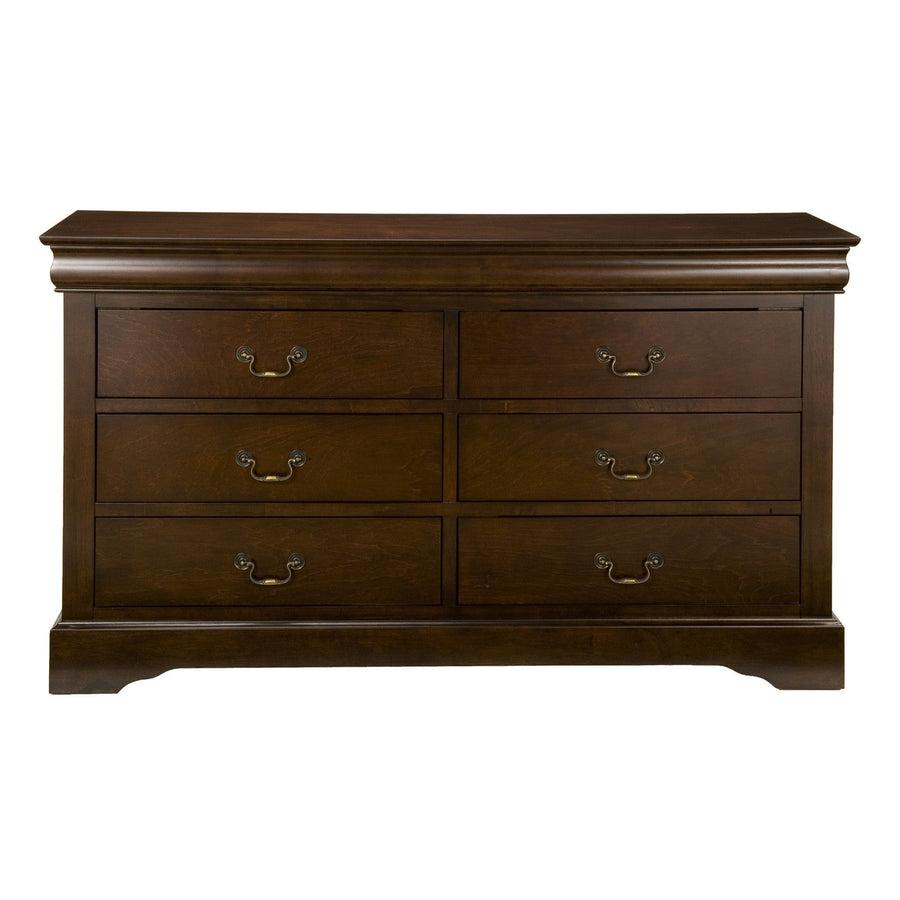 60" Brown Solid Wood Six Drawer Double Dresser Image 1