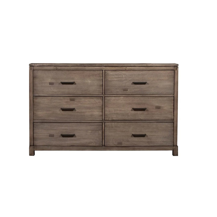 60" Gray Solid Wood Six Drawer Double Dresser Image 5