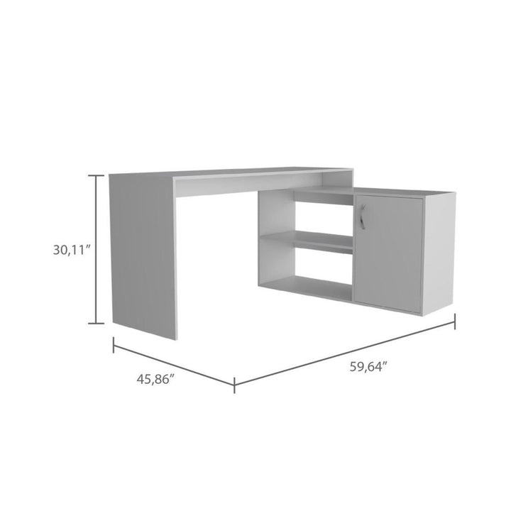 60" White L Shape Computer Desk Image 2