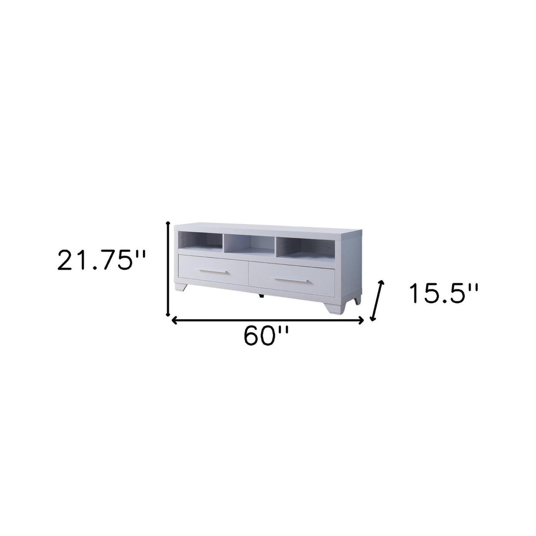 60" White Particle Board And Mdf Cabinet Enclosed Storage TV Stand Image 3