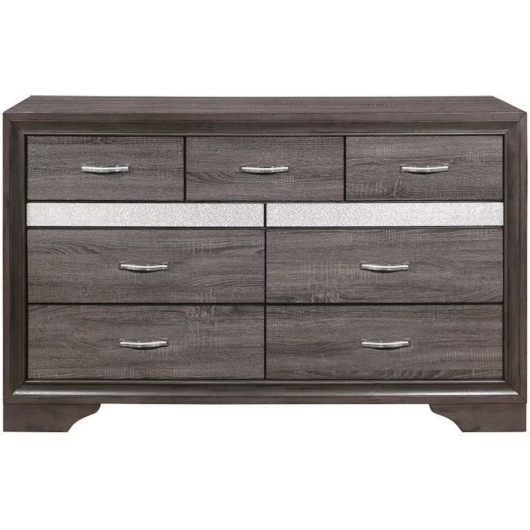 62" Grey Solid Wood Nine Drawer Double Dresser Image 4