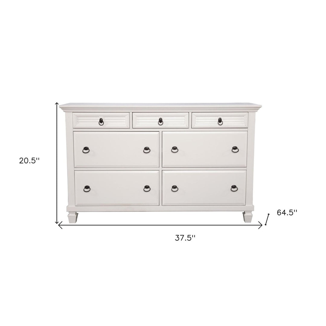 62" White Solid Wood Seven Drawer Double Dresser Image 7