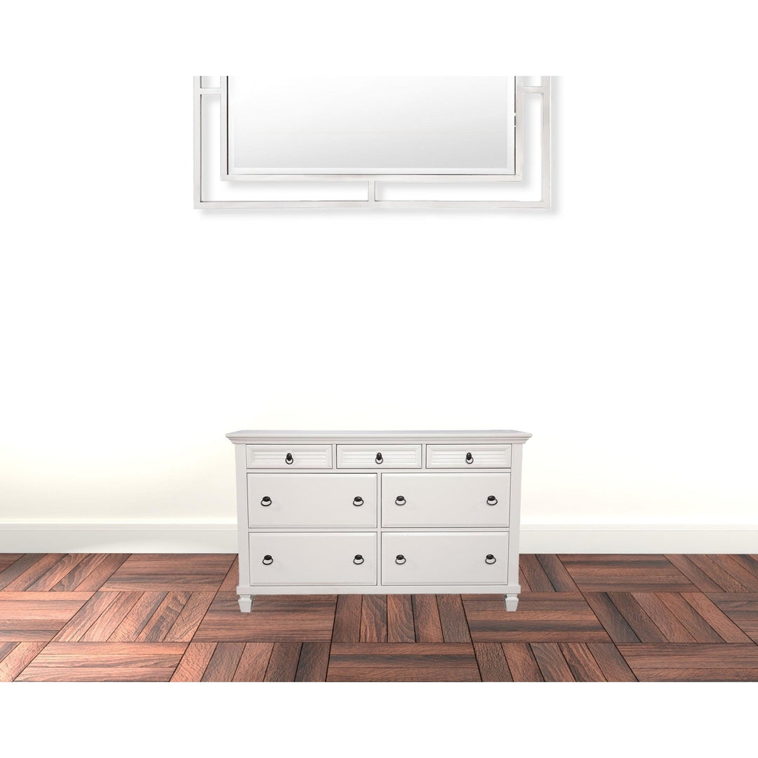 62" White Solid Wood Seven Drawer Double Dresser Image 8