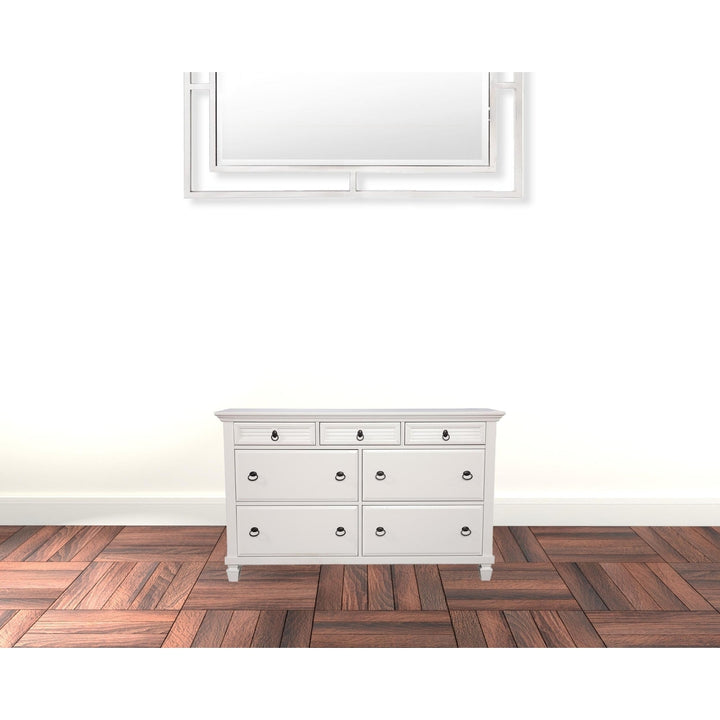 62" White Solid Wood Seven Drawer Double Dresser Image 8