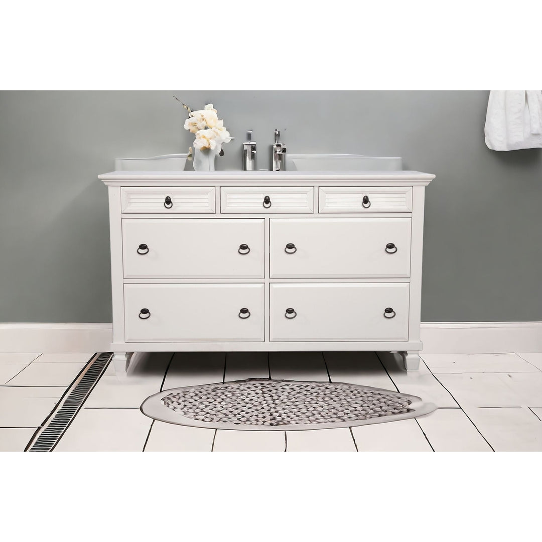 62" White Solid Wood Seven Drawer Double Dresser Image 9