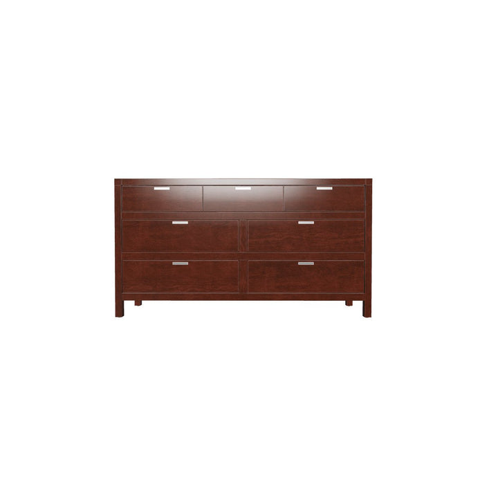 63" Brown Solid Wood Seven Drawer Double Dresser Image 6