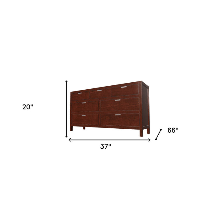 63" Brown Solid Wood Seven Drawer Double Dresser Image 7