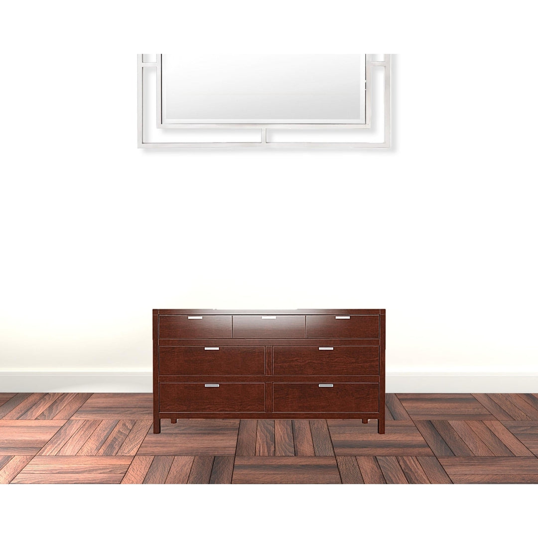 63" Brown Solid Wood Seven Drawer Double Dresser Image 8