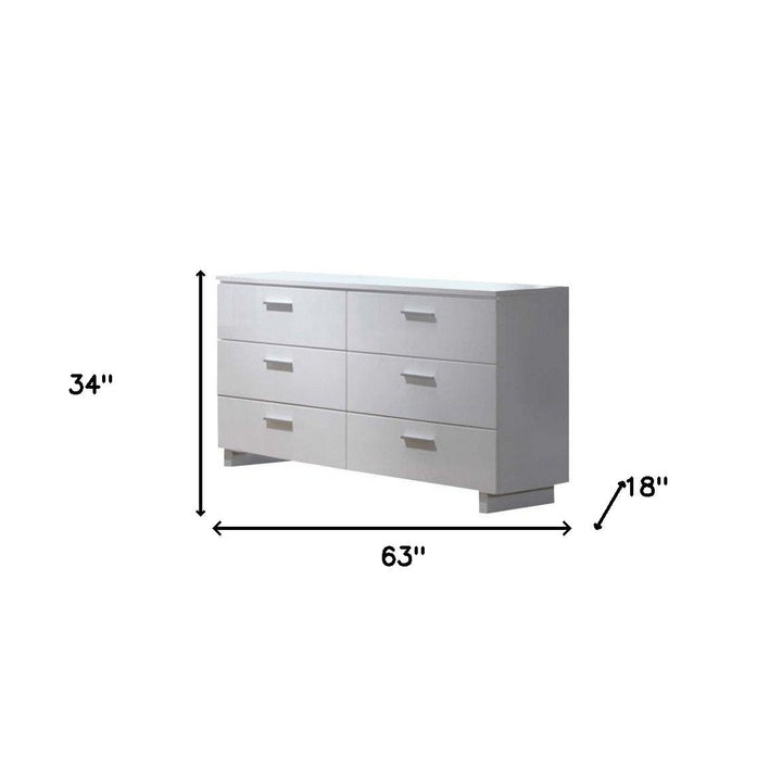 63" White Six Drawer Double Dresser Image 1