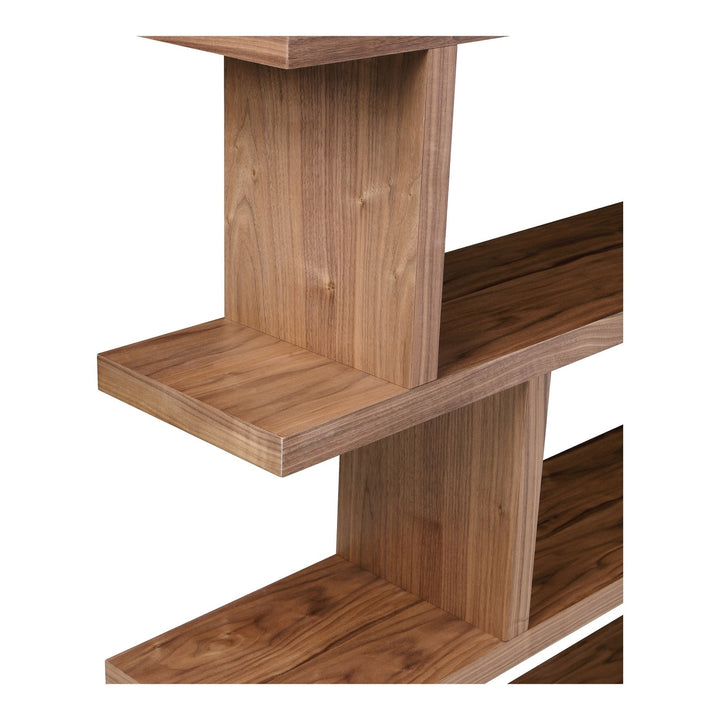 63" Natural and Brown Wood Five Tier Bookcase Image 3