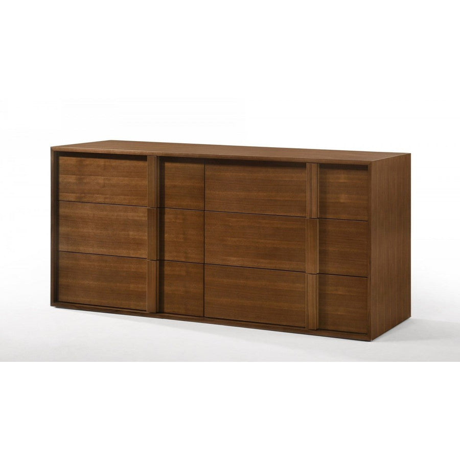 65" Walnut Solid Wood Six Drawer Double Dresser Image 1