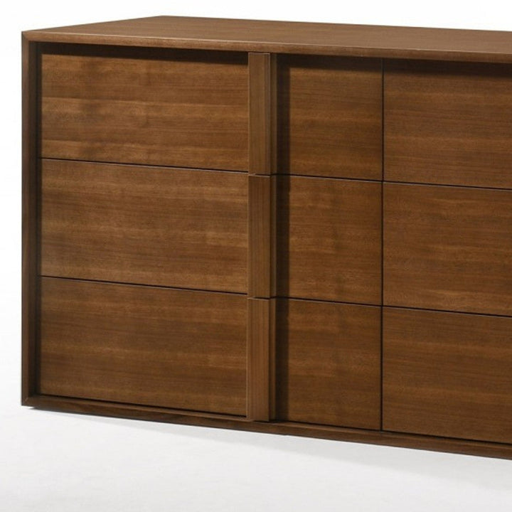 65" Walnut Solid Wood Six Drawer Double Dresser Image 3