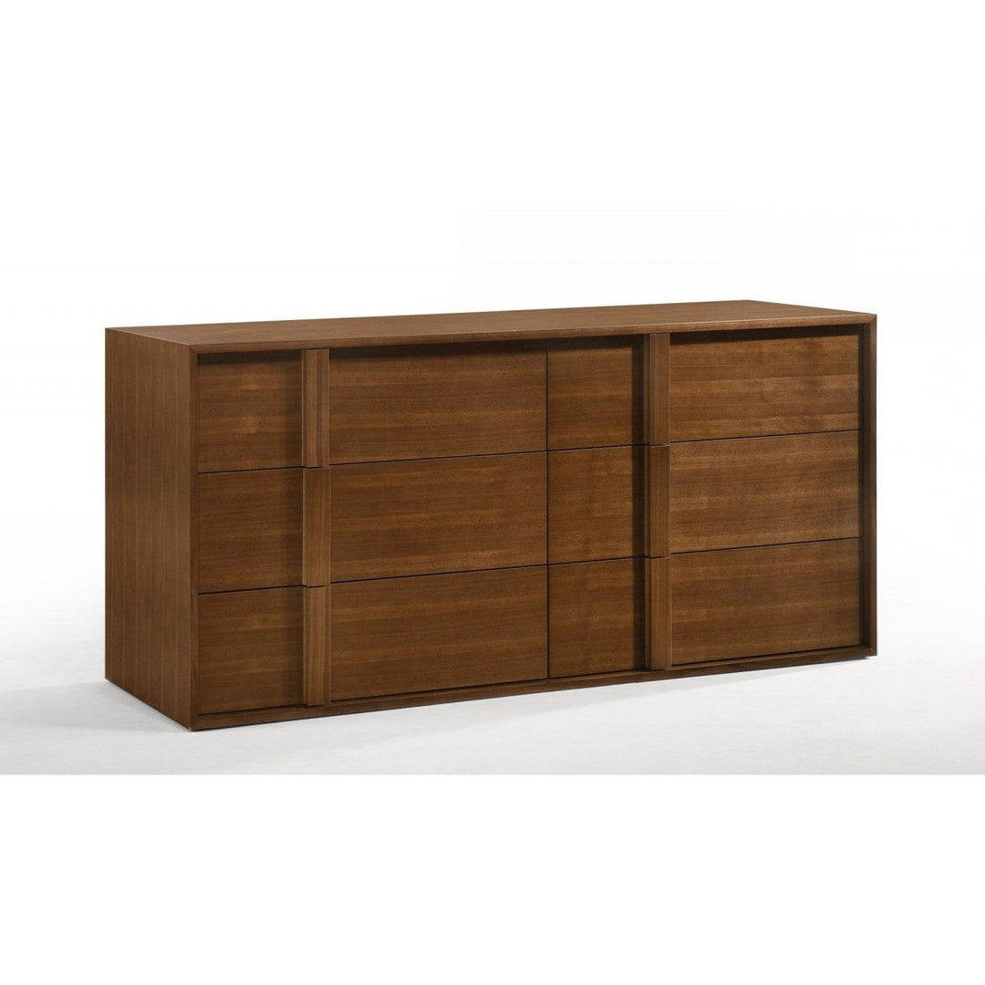 65" Walnut Solid Wood Six Drawer Double Dresser Image 4